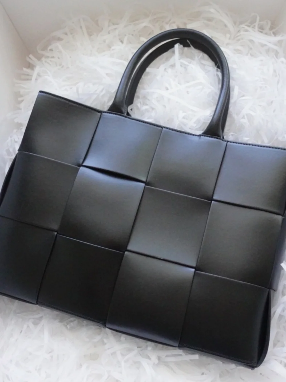 BOTTEGA VENETA Arco Small East West Tote Bag Black Intreccio + Box Receipt